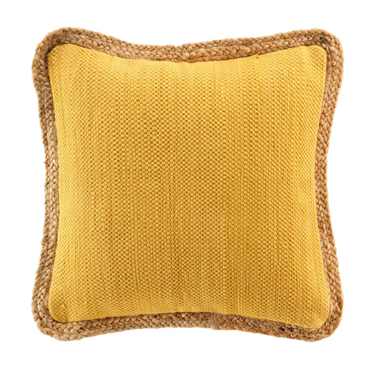DOUCEUR D'INTERIEUR Coussin carré jute et coton (45 x 45 cm) Akina Jaune ocre Hot