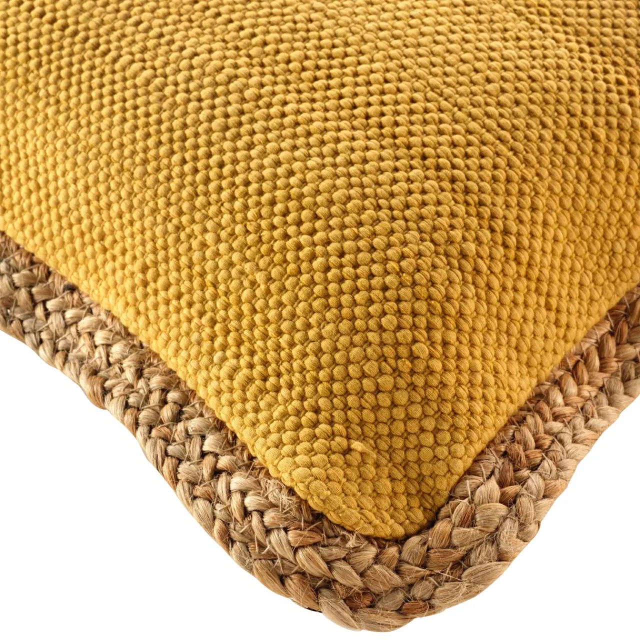 DOUCEUR D'INTERIEUR Coussin carré jute et coton (45 x 45 cm) Akina Jaune ocre Hot