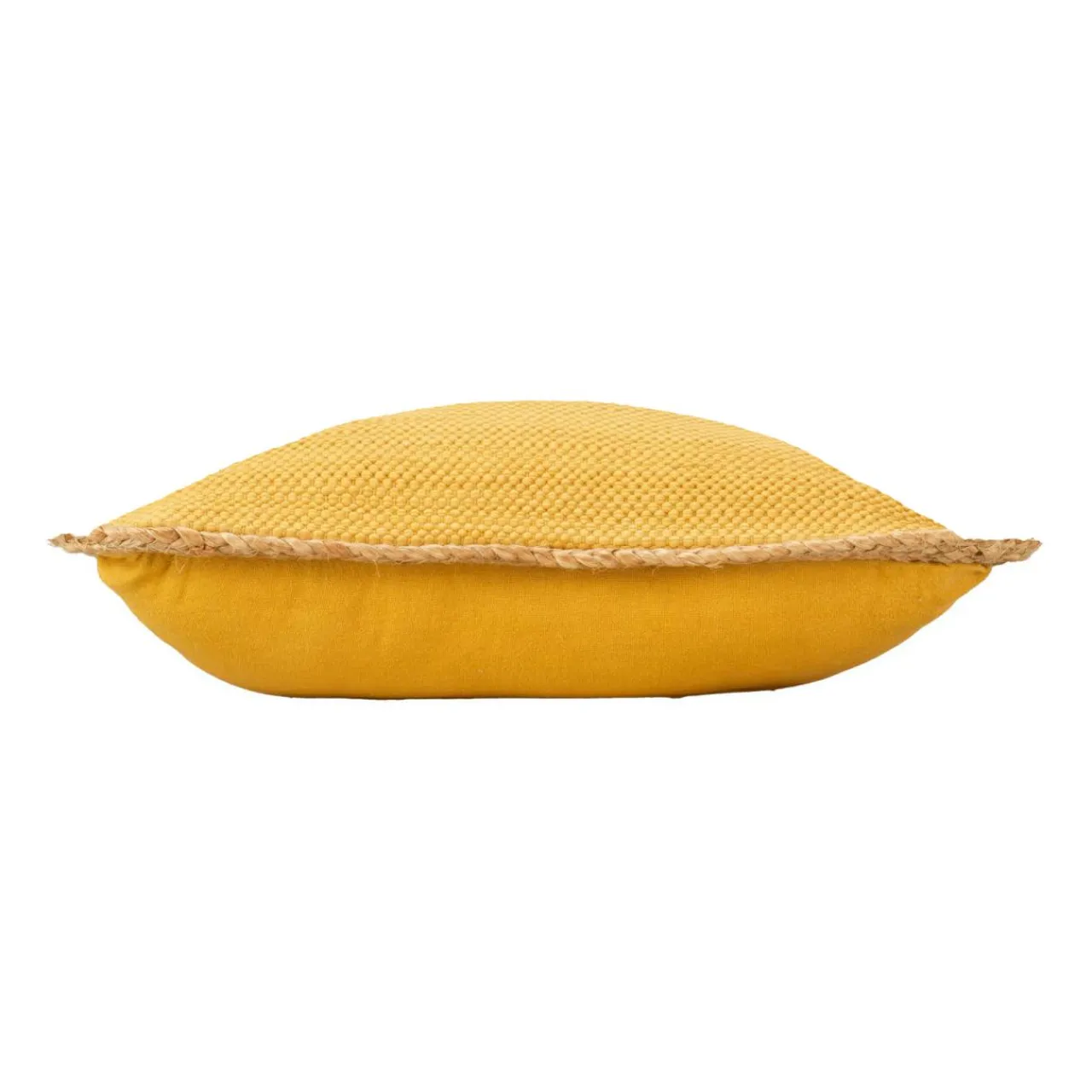 DOUCEUR D'INTERIEUR Coussin carré jute et coton (45 x 45 cm) Akina Jaune ocre Hot