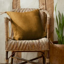 EMINZA Coussin carré lin lavé (45 cm) Louise Caramel