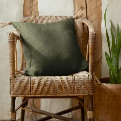 EMINZA Coussin carré lin lavé (45 cm) Louise Vert romarin Discount