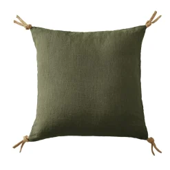 EMINZA Coussin carré lin lavé (45 cm) Louise Vert romarin Discount