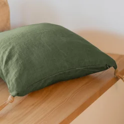 EMINZA Coussin carré lin lavé (45 cm) Louise Vert romarin Discount