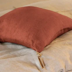EMINZA Coussin carré lin lavé (45 cm) Louise Terracotta Best