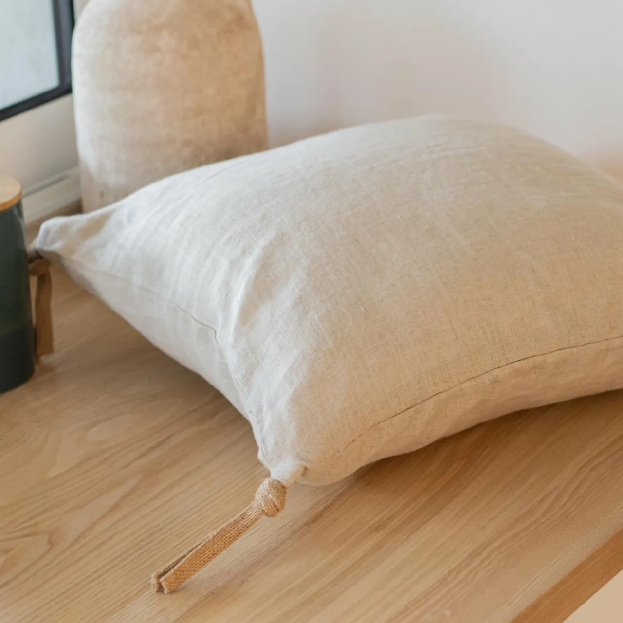 EMINZA Coussin carré lin lavé (45 cm) Louise Beige Clearance