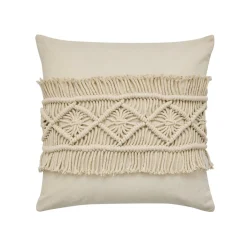 douceur d'intu017drieur Coussin carré macramé (45 x 45 cm) Samaya Beige Clearance