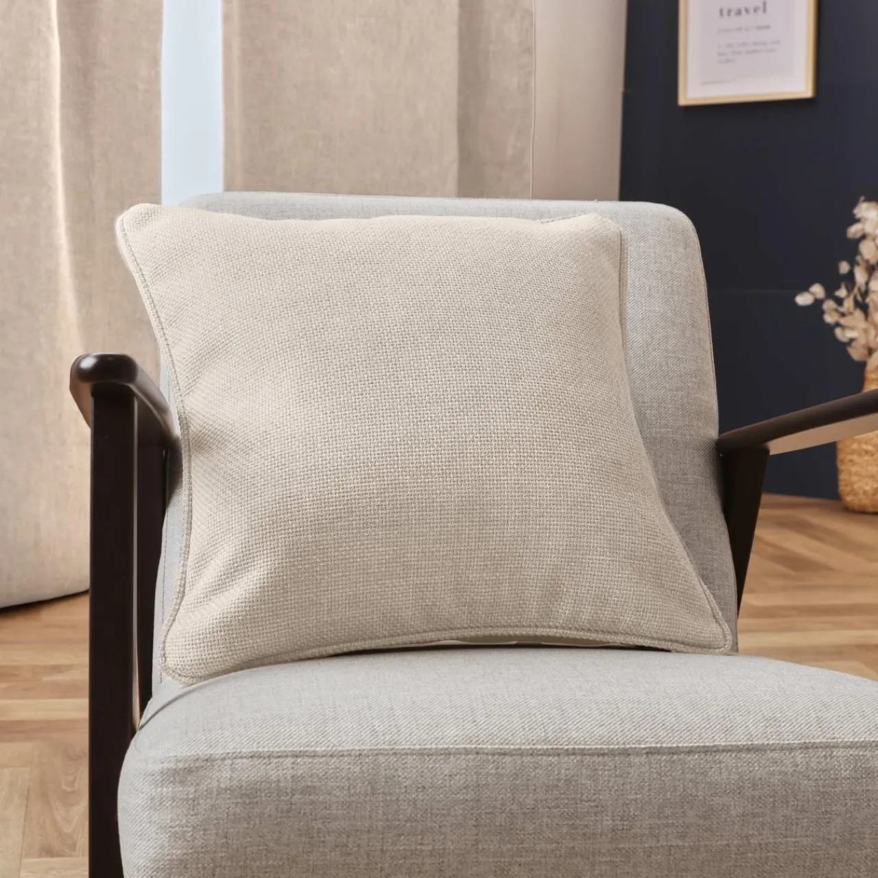 EMINZA Coussin carré tissé (45 x 45 cm) Alba grège Beige Discount