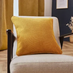 EMINZA Coussin carré tissé (45 x 45 cm) Alba Jaune moutarde Hot