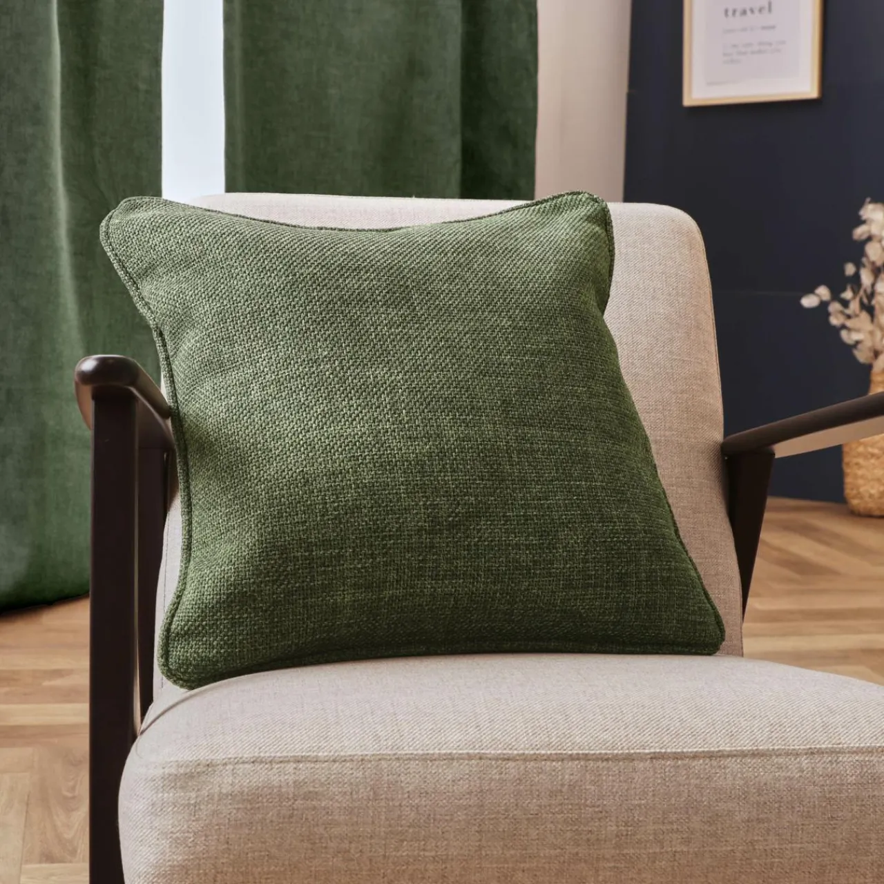 EMINZA Coussin carré tissé (45 x 45 cm) Alba Vert kaki Best