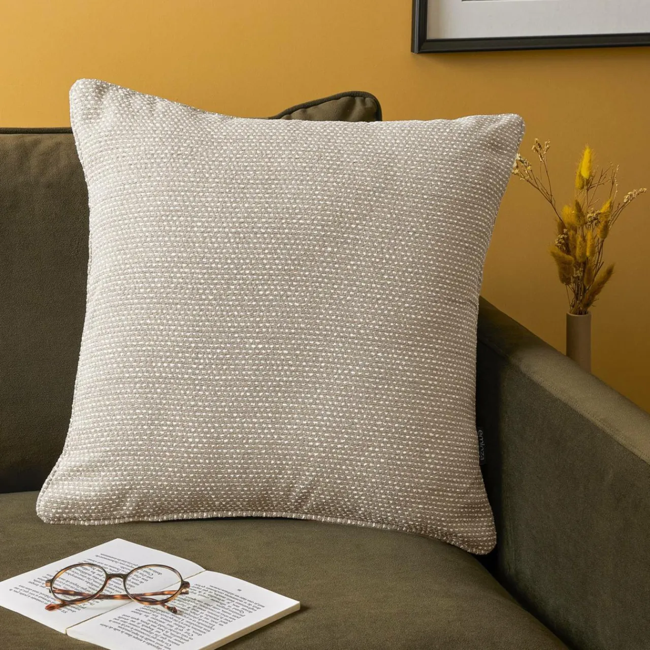 EMINZA Coussin carré tissé (50 x 50 cm) Oscar Taupe Best