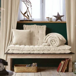 EMINZA Coussin carré velours de coton (45 x 45 cm) Victor pampa Beige Hot