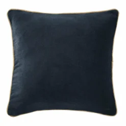 EMINZA Coussin carré velours de coton (45 x 45 cm) Victor Bleu nuit Discount