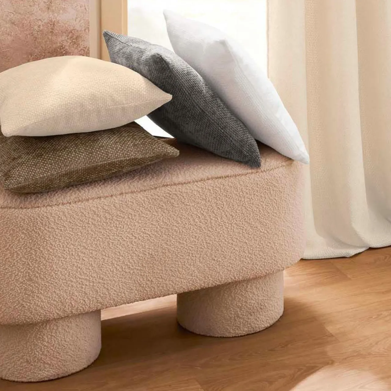 douceur d'intu017drieur Coussin carré Velours (45 x 45 cm) Leo Beige Hot