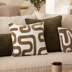 Atmosphera, cru017dateur d'intu017drieur Coussin carré (40 x 40 cm) Safina Vert kaki Sale