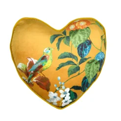 STOF Coussin cœur effet soie (40 x 40 cm) Emmy Jaune moutarde Clearance