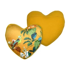 STOF Coussin cœur effet soie (40 x 40 cm) Emmy Jaune moutarde Clearance