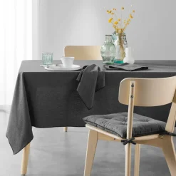 DOUCEUR D'INTERIEUR Coussin de chaise carré coton recyclé Mistraline Gris Anthracite New