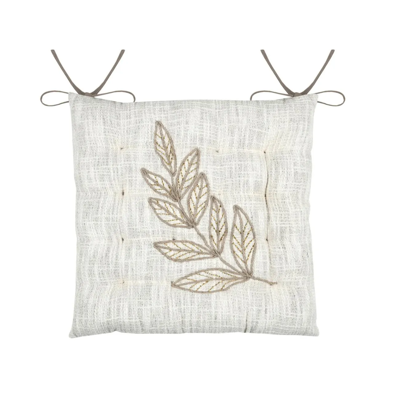 STOF Coussin de chaise carré coton (38 x 38 cm) Hemera Ecru New