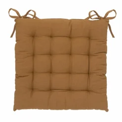 ATMOSPHERA Coussin de chaise carré coton ( 38 x 38 cm) Anjali camel Marron New