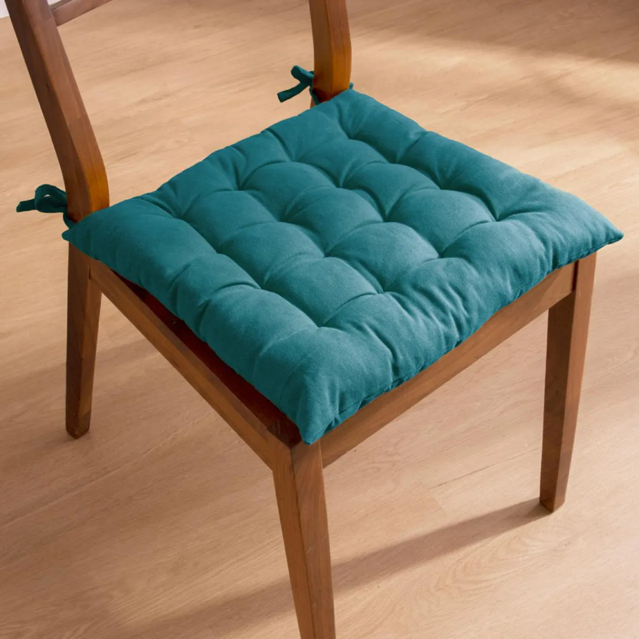 EMINZA Coussin de chaise carré coton (40 x 40 cm) Pixel Bleu canard Hot