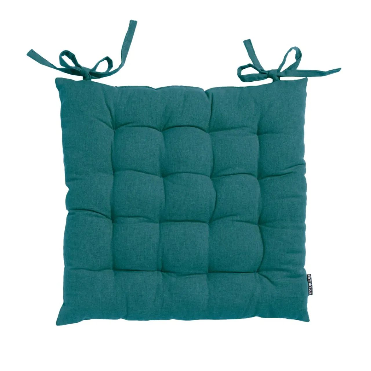 EMINZA Coussin de chaise carré coton (40 x 40 cm) Pixel Bleu canard Hot
