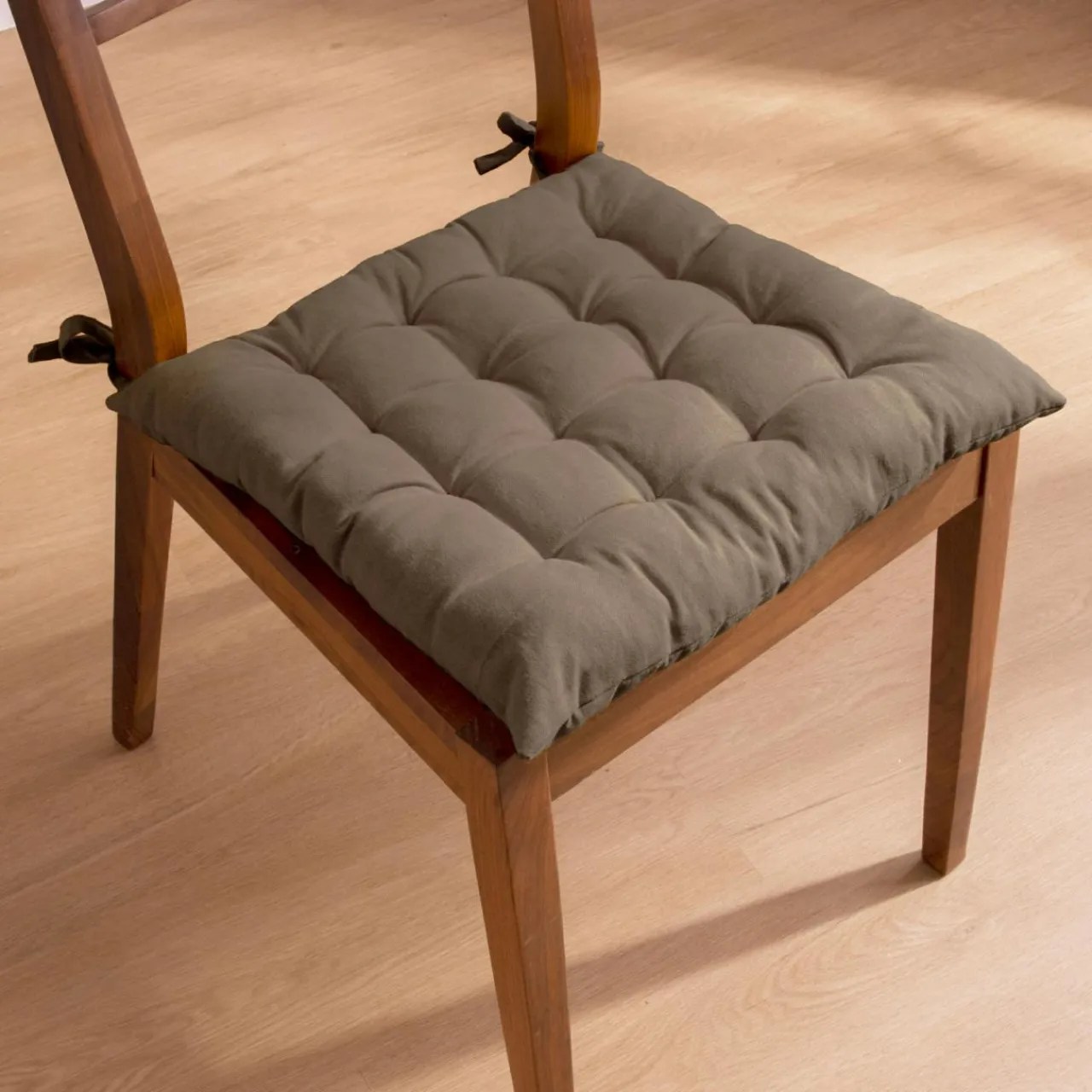 EMINZA Coussin de chaise carré coton (40 x 40 cm) Pixel Taupe Best