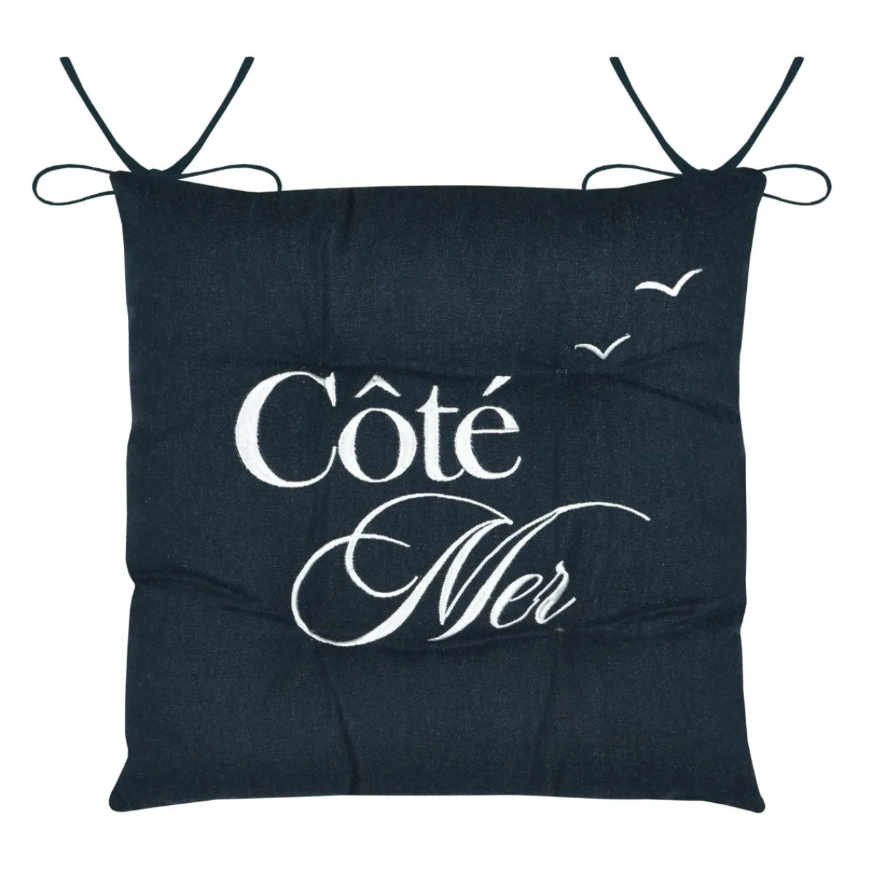 STOF Coussin de chaise carrée coton (38x38 cm) Bordemer Bleu marine Sale