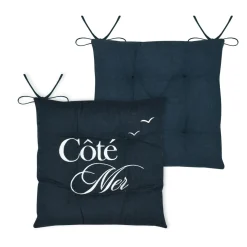STOF Coussin de chaise carrée coton (38x38 cm) Bordemer Bleu marine Sale