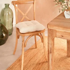 Atmosphera, cru017dateur d'intu017drieur Coussin de chaise carré (38 x 38 cm) Clem lin Beige