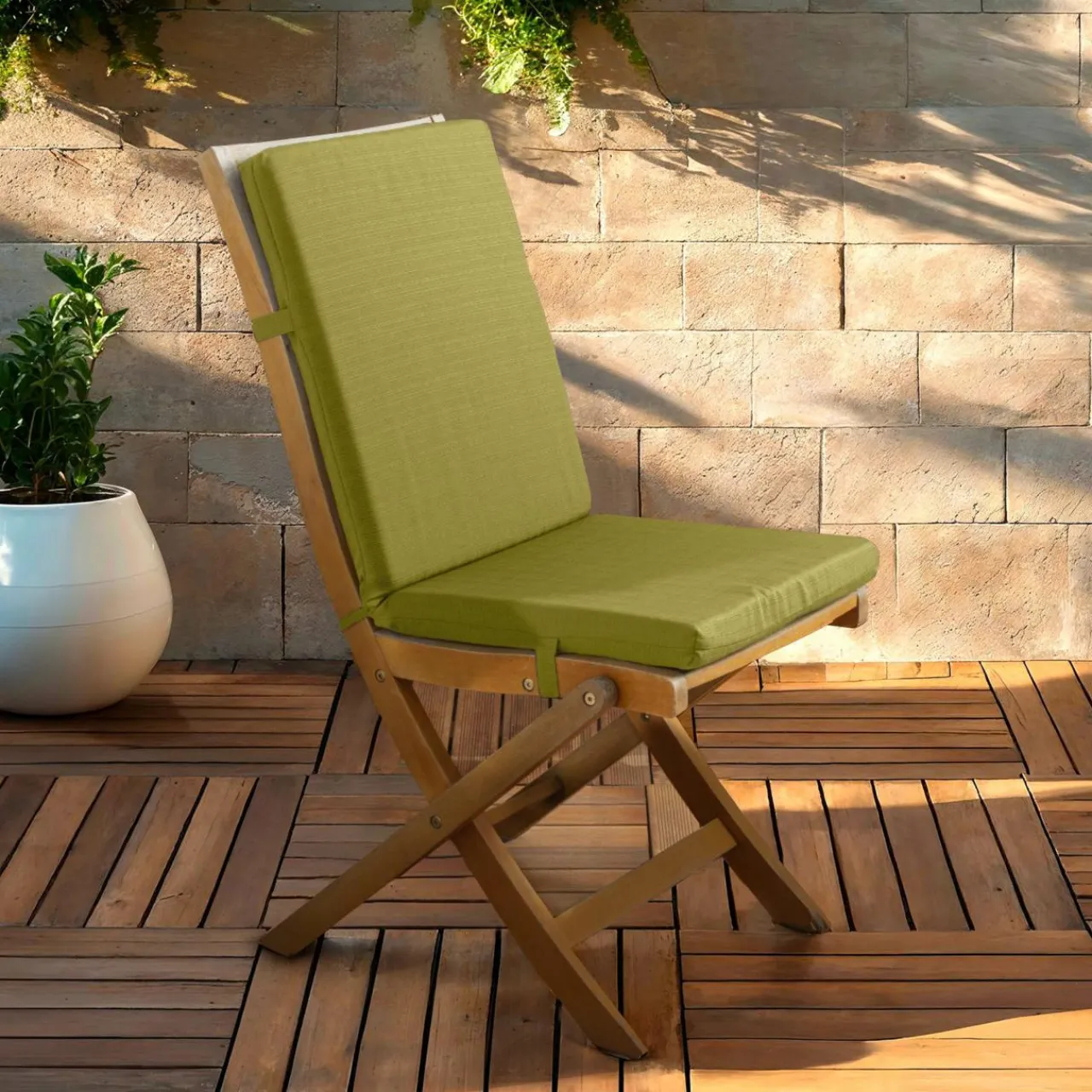 EMINZA Coussin de chaise extérieur avec dossier (90 x 40 cm) Sunset Vert olive New