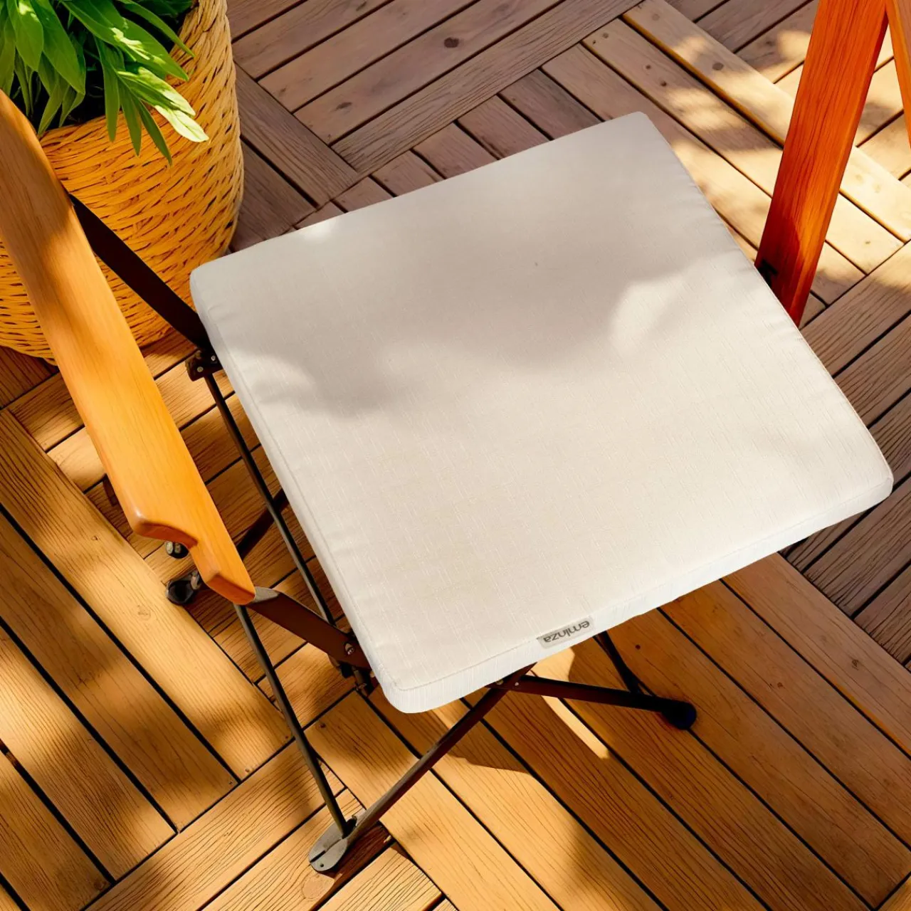 EMINZA Coussin de chaise extérieur carré (40 x 40 cm) Sunset Ecru New