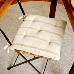 EMINZA Coussin de chaise extérieur toile de coton (40 x 40 cm) Ocealys Beige