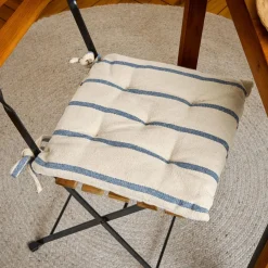 EMINZA Coussin de chaise extérieur toile de coton (40 x 40 cm) Ocealys Bleu marine New