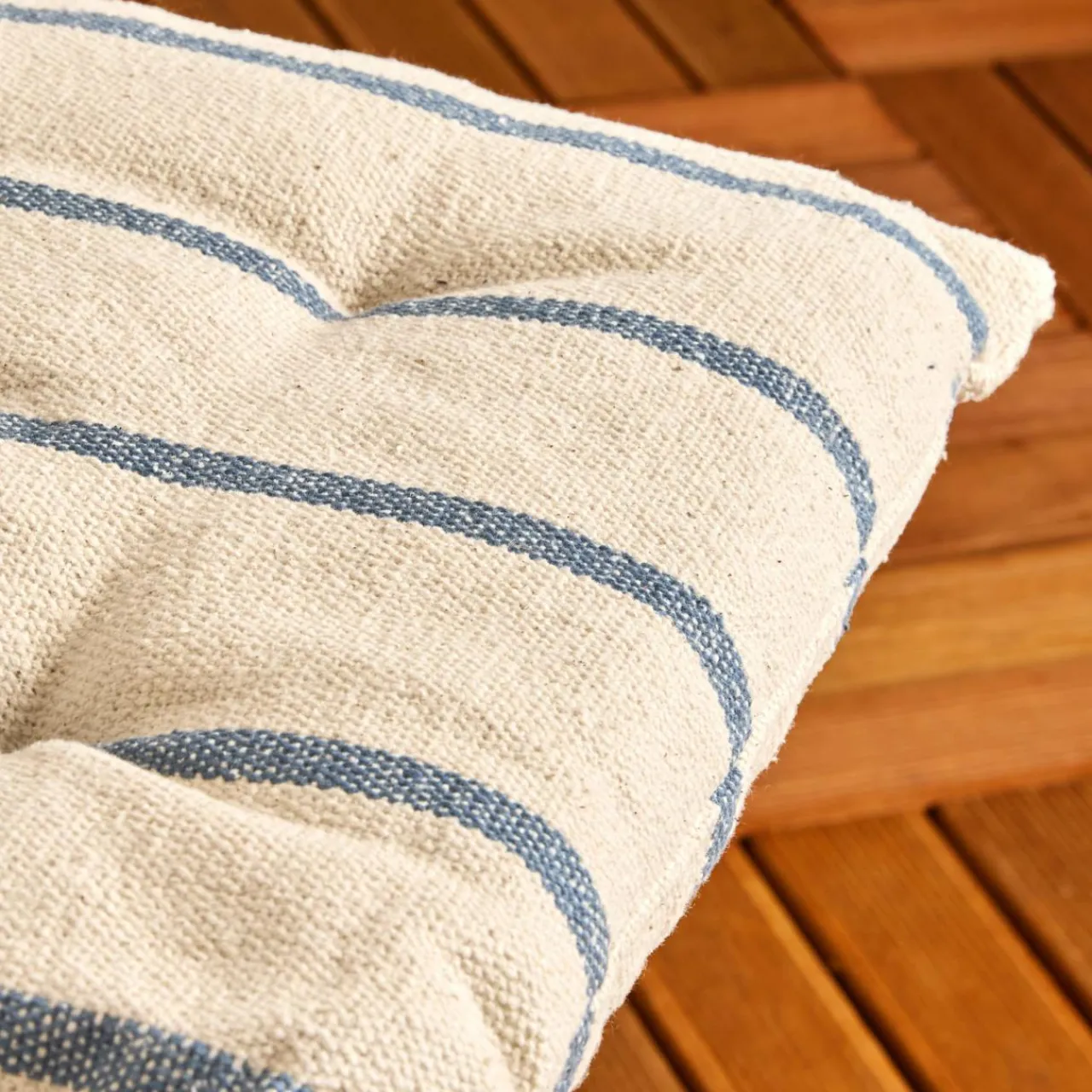 EMINZA Coussin de chaise extérieur toile de coton (40 x 40 cm) Ocealys Bleu marine New