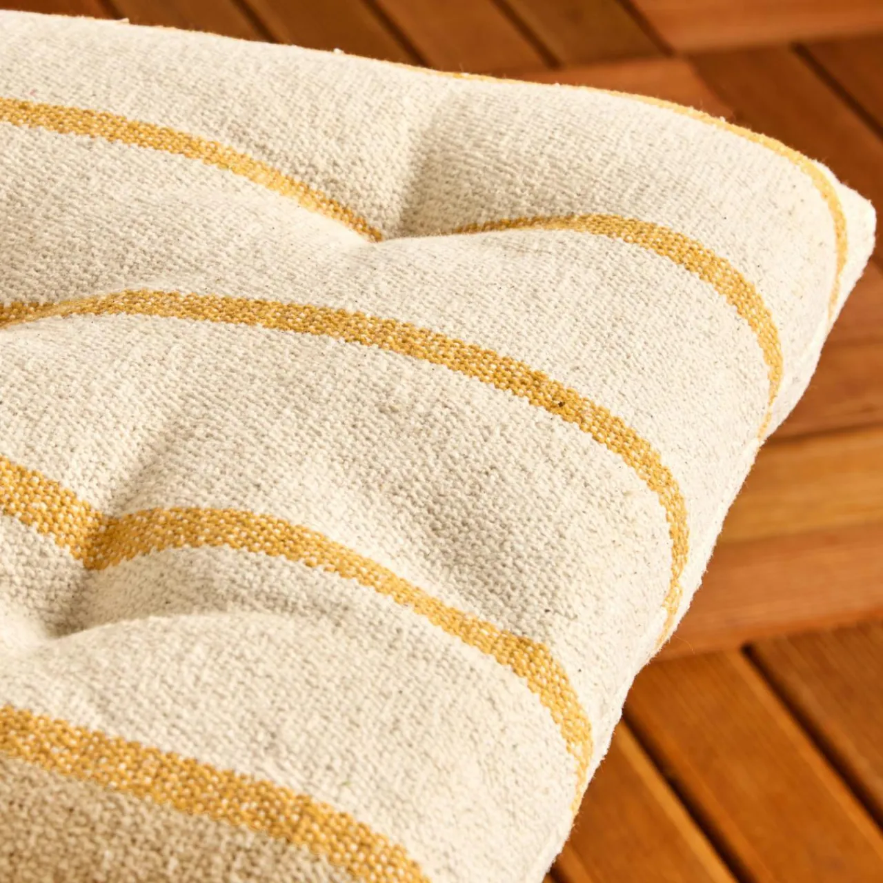 EMINZA Coussin de chaise extérieur toile de coton (40 x 40 cm) Ocealys Jaune moutarde Hot