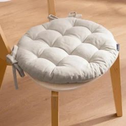 EMINZA Coussin de chaise rond coton (40 cm) Pixel Beige Outlet