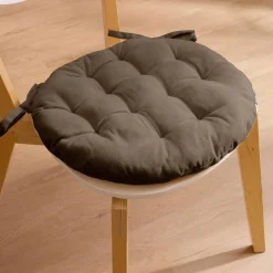 EMINZA Coussin de chaise rond coton (40 cm) Pixel Taupe Clearance