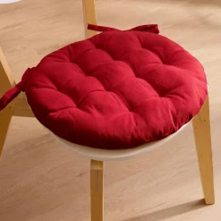 EMINZA Coussin de chaise rond coton (40 cm) Pixel Rouge Outlet