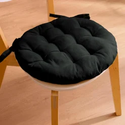 EMINZA Coussin de chaise rond coton (40 cm) Pixel Noir Clearance