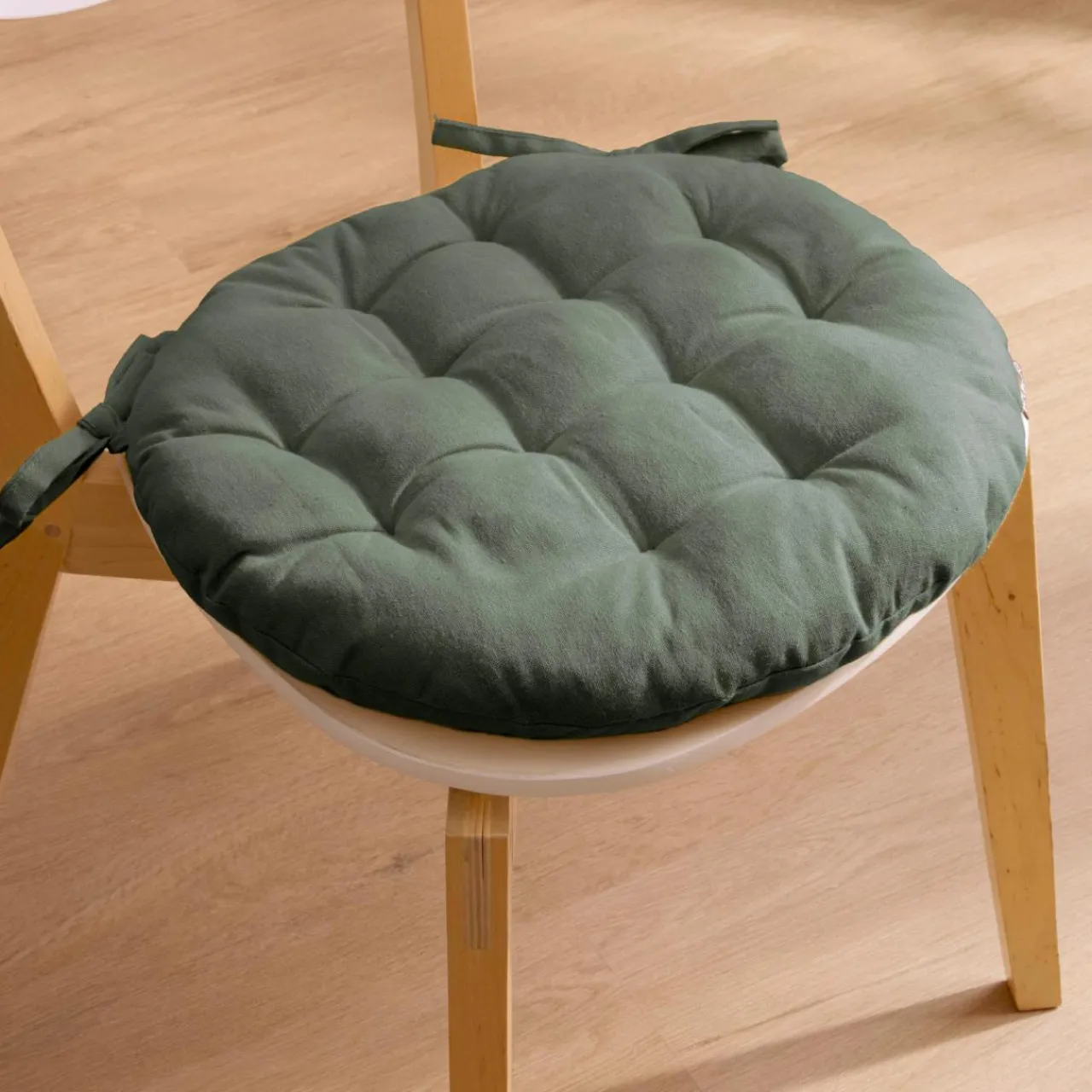 EMINZA Coussin de chaise rond coton (40 cm) Pixel Vert kaki Best