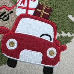 STOF Coussin de Noël brodé (45 x 45 cm) Vœux Merry Christmas Naturel Multicolore Clearance
