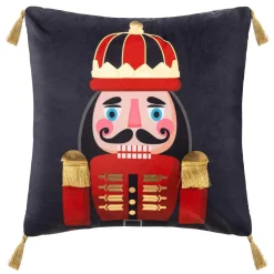 Feeric Lights & Christmas Coussin de Noël carré (40 cm) Casse-noisette Bleu marine Online