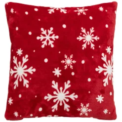 FEERIC LIGHTS Coussin de Noël carré (40 cm) Flocons de neige Rouge
