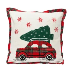 KAEMINGK Coussin de Noël carré coton (45 x 45 cm) Christmas Tartan Rouge Outlet