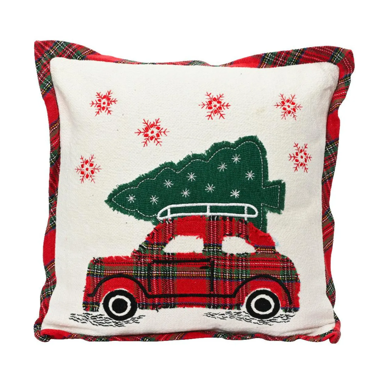 KAEMINGK Coussin de Noël carré coton (45 x 45 cm) Christmas Tartan Rouge Outlet