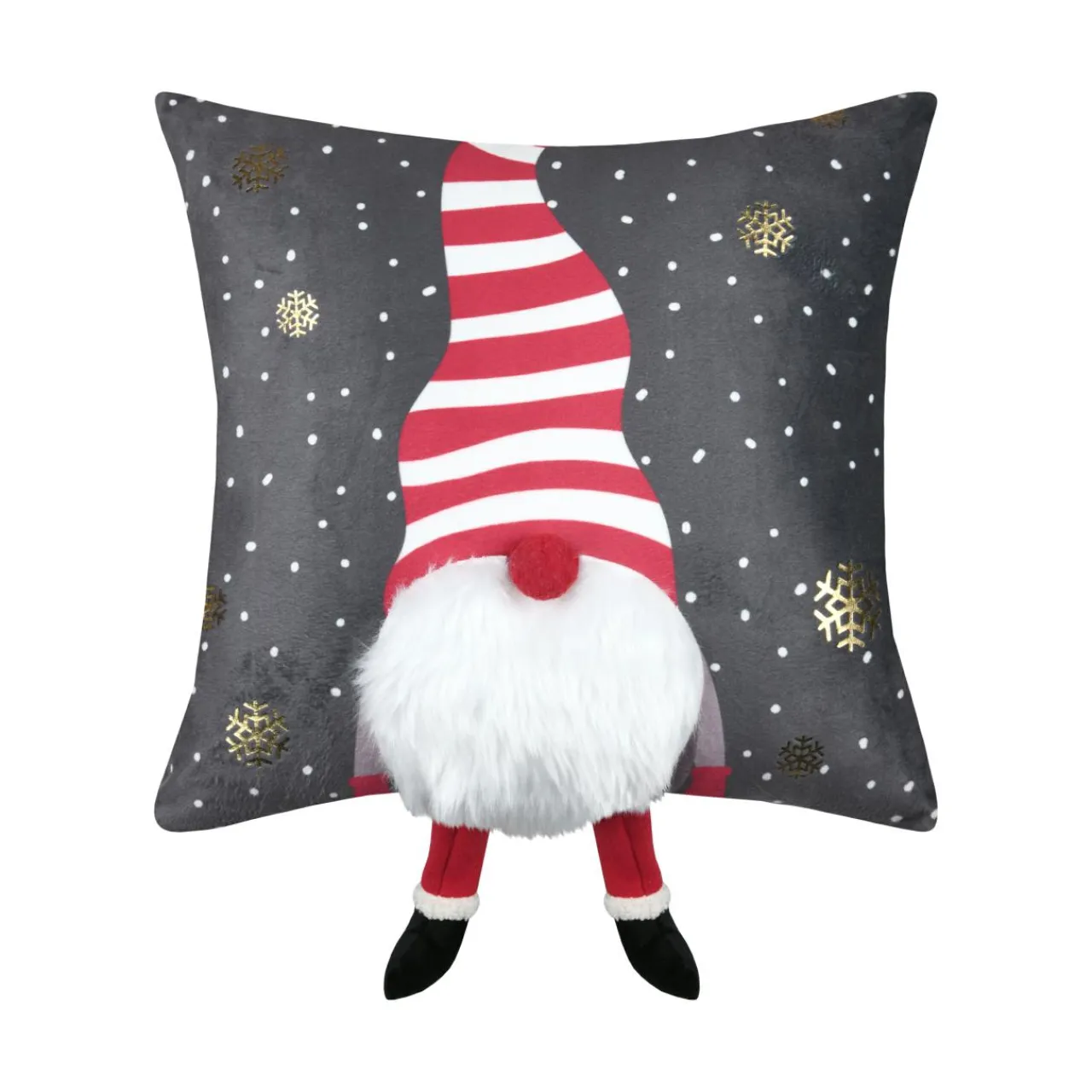 STOF Coussin de Noël carré velours (40 x 40 cm) Edgard lutin Gris Outlet