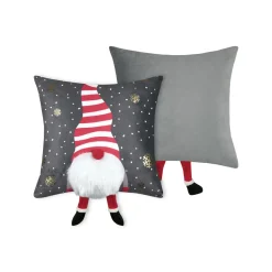 STOF Coussin de Noël carré velours (40 x 40 cm) Edgard lutin Gris Outlet