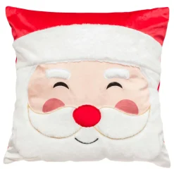JJA Coussin de Noël carré (40 x 40 cm) Joyeux Papa Noël Blanc et Rouge Clearance