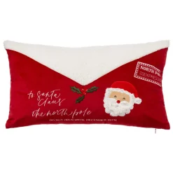 FEERIC LIGHTS Coussin de Noël rectangulaire (30 x 50 cm) Lettre au Père Noël Rouge New