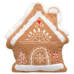 JJA Coussin de Noël (40 x 35 cm) Maison Pain d'épices Marron clair New